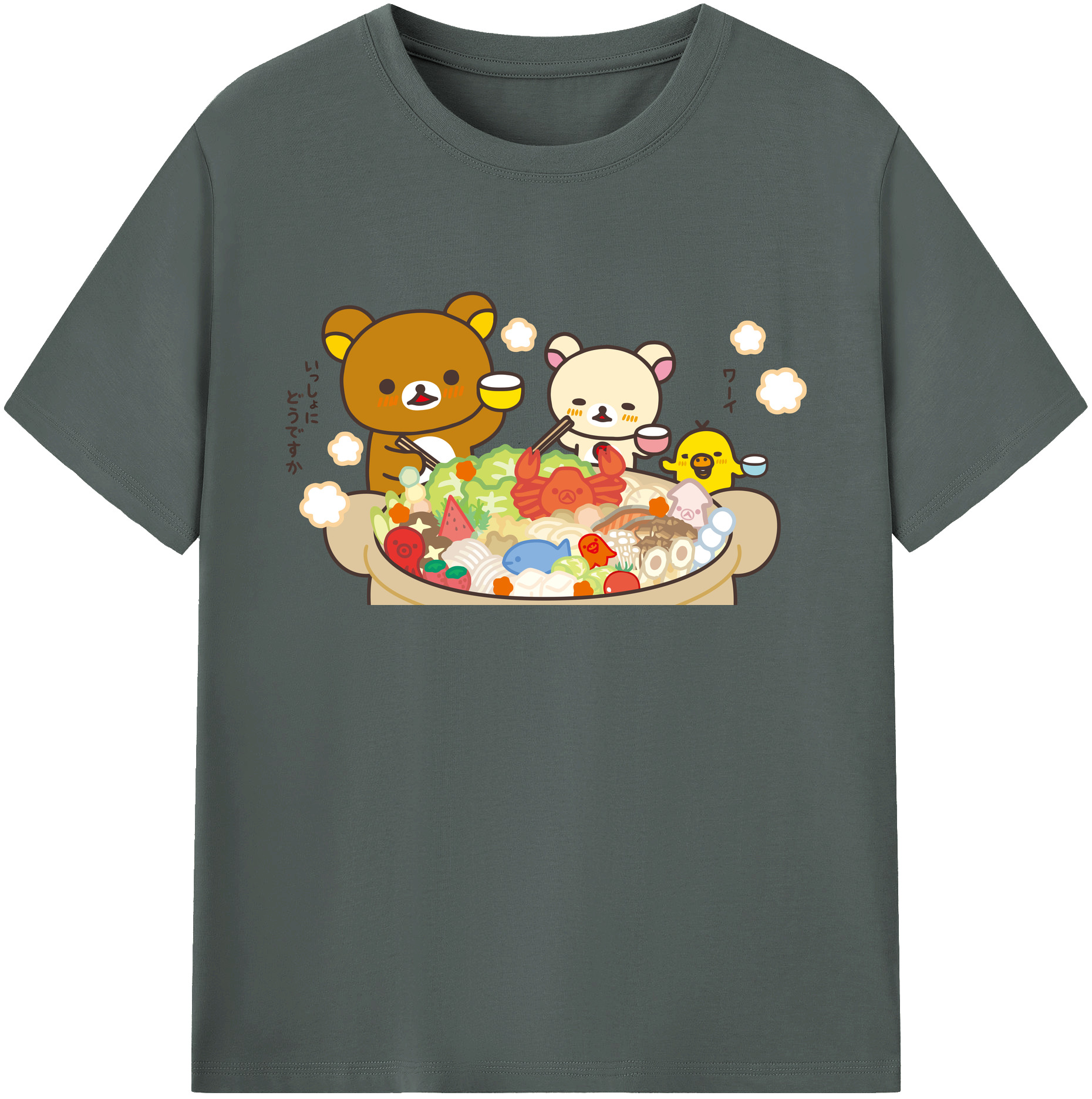 （画像用） リラックマ リラックマ キイロイトリ Rilakkuma Korilakkuma Kiiroitori 綿100％ メンズ半袖Tシャツ｜肌触りやわらか＆通気性